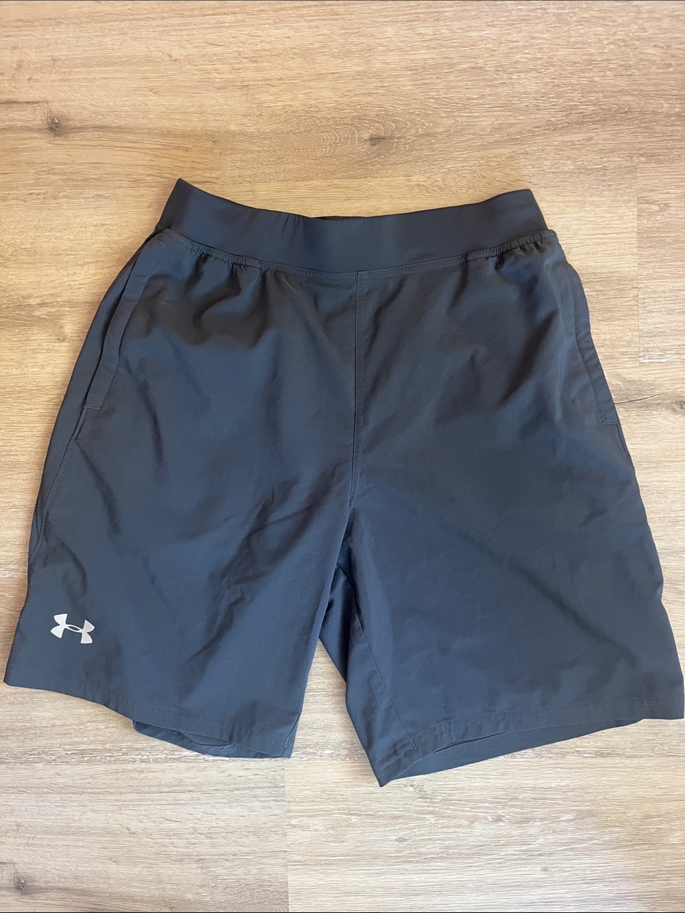 Under Armour Men's Grey Athletic Shorts with Logo